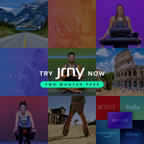 Promotional collage for Jrny with scenic views, people, and streaming service logos.