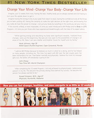 Back cover of a book with text and images of people in various poses.
