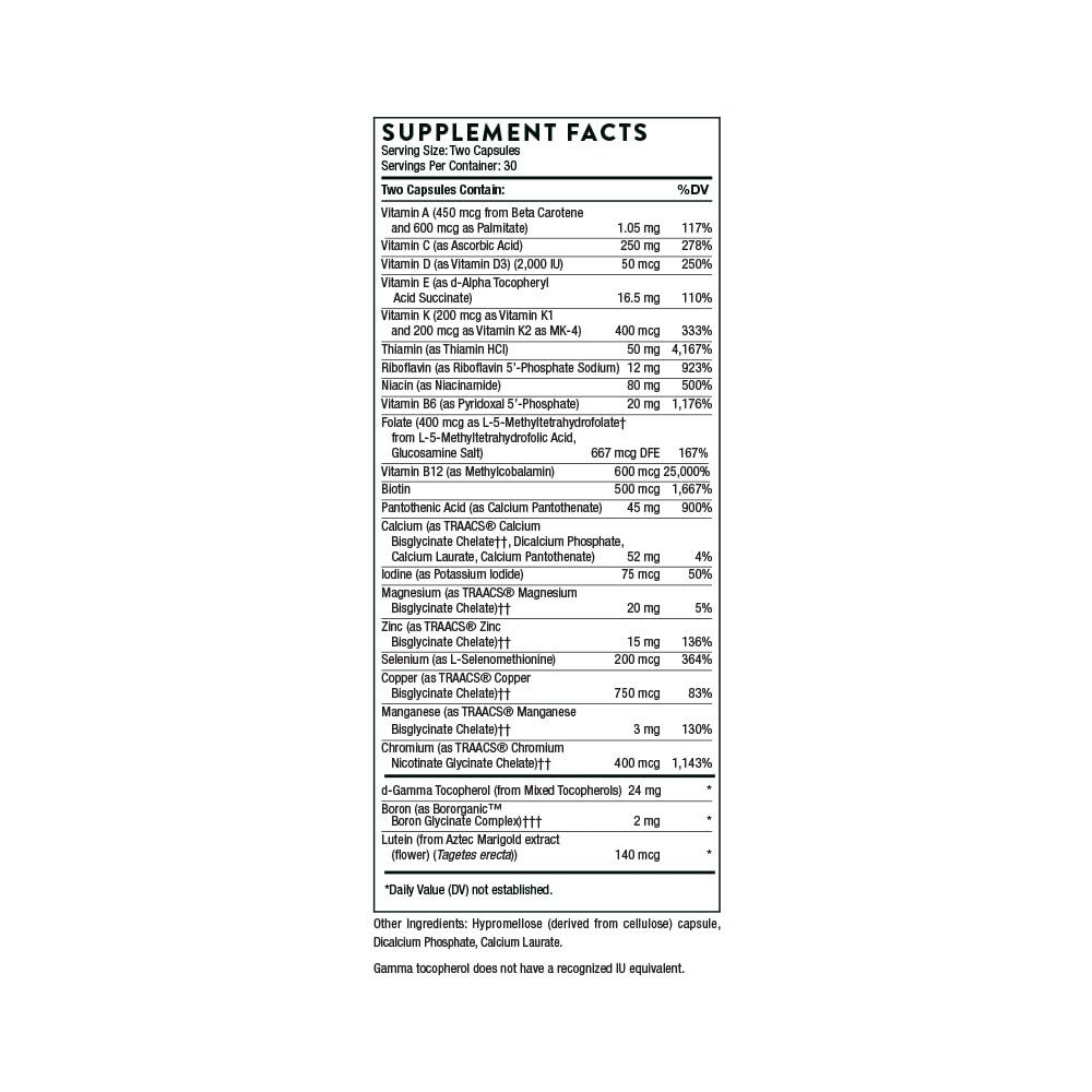 Supplement facts label with detailed nutritional information on a white background