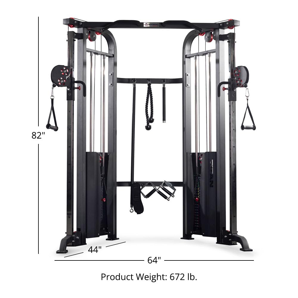 Gym equipment with dimensions and weight displayed on a white background
