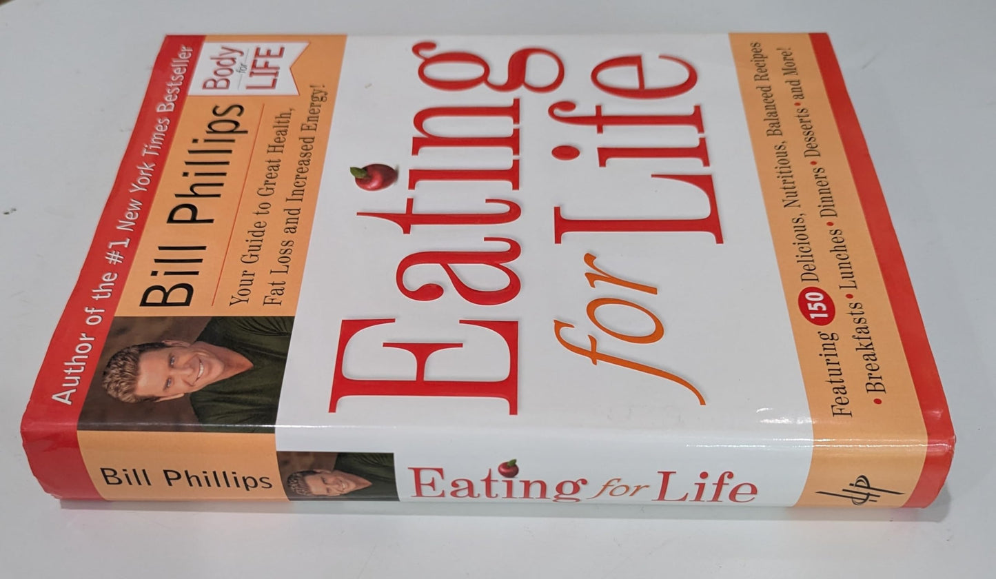 Book titled 'Eating for Life' by Bill Phillips on a white background