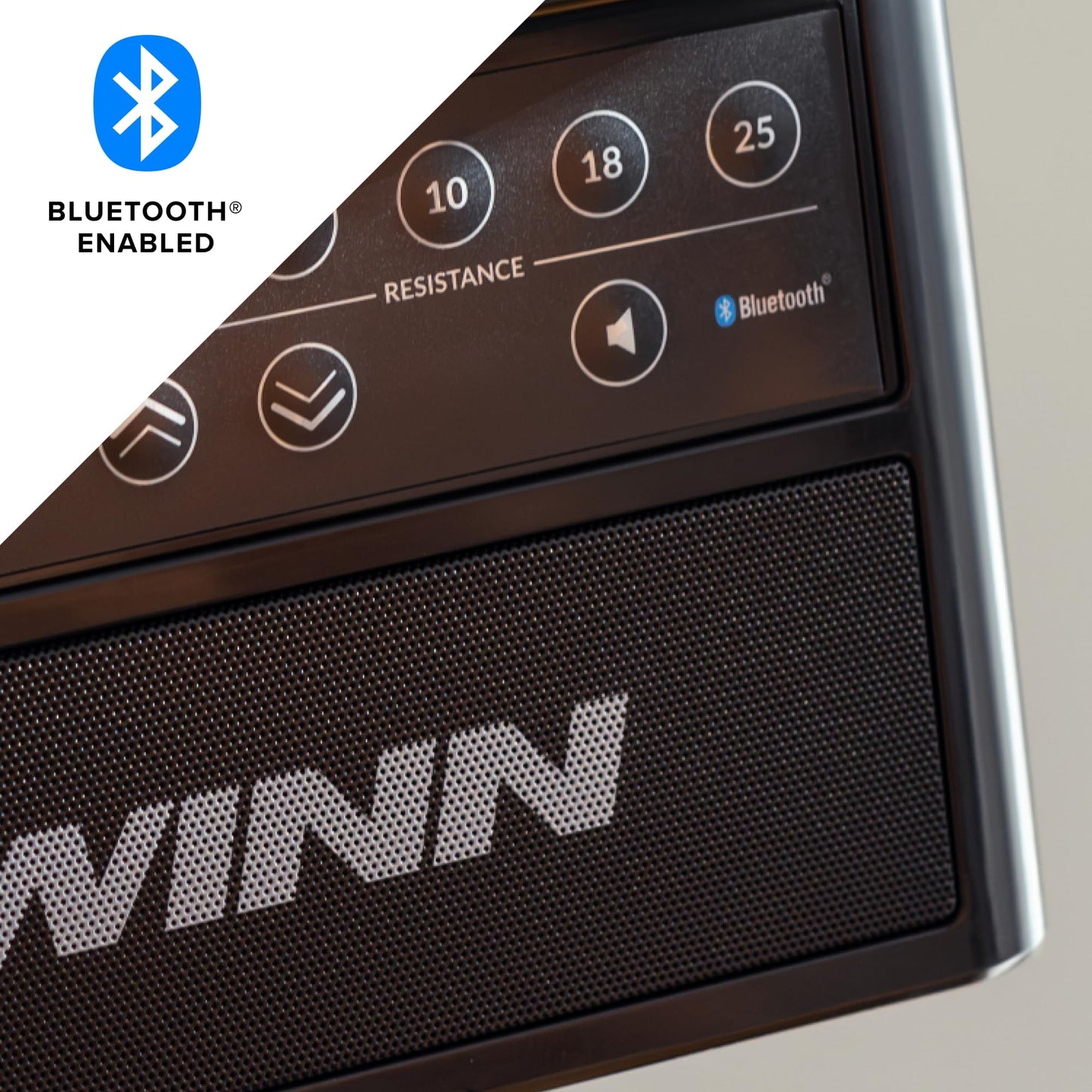 Close-up of a device with Bluetooth Enabled label and Winn branding.