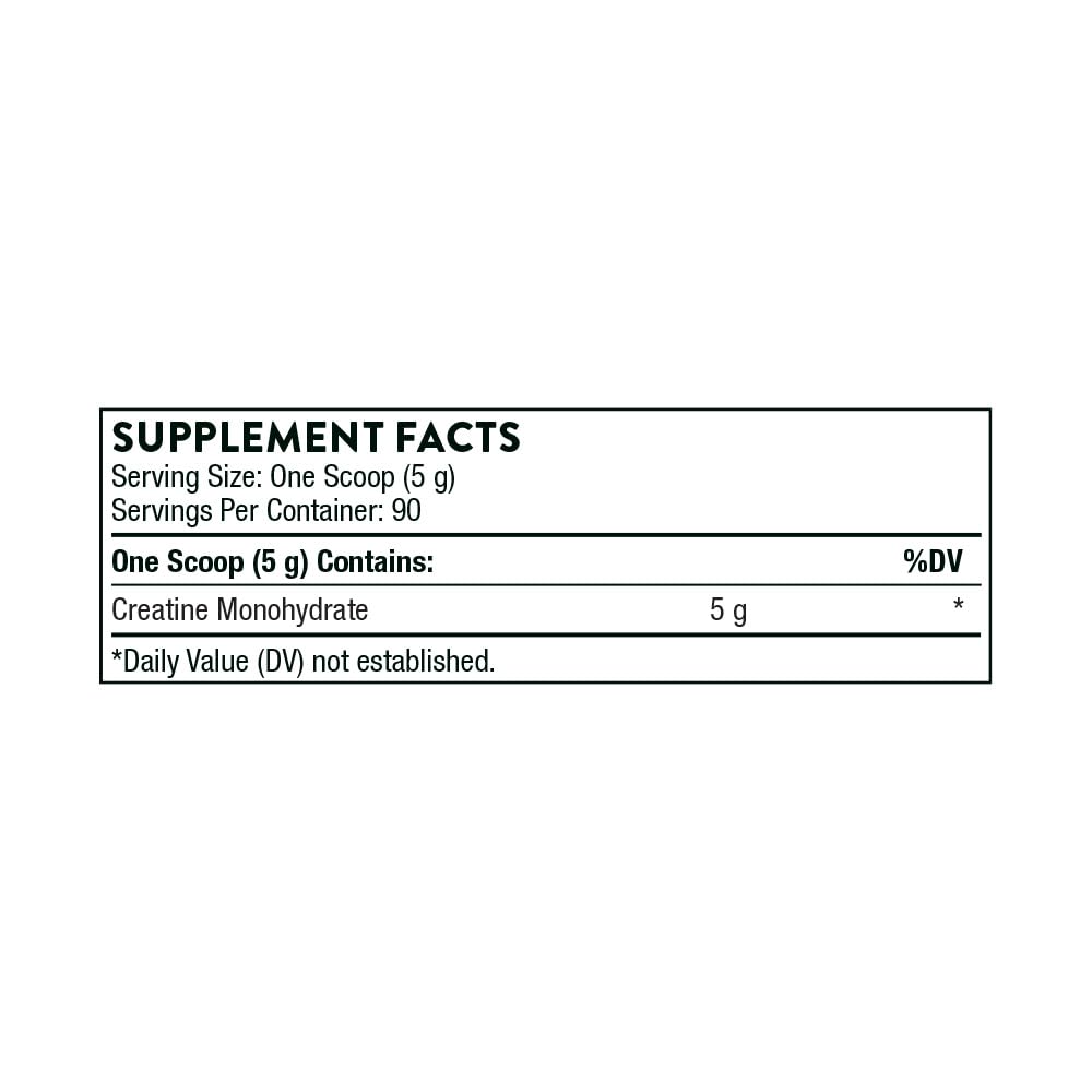 Supplement facts label for creatine monohydrate on a white background
