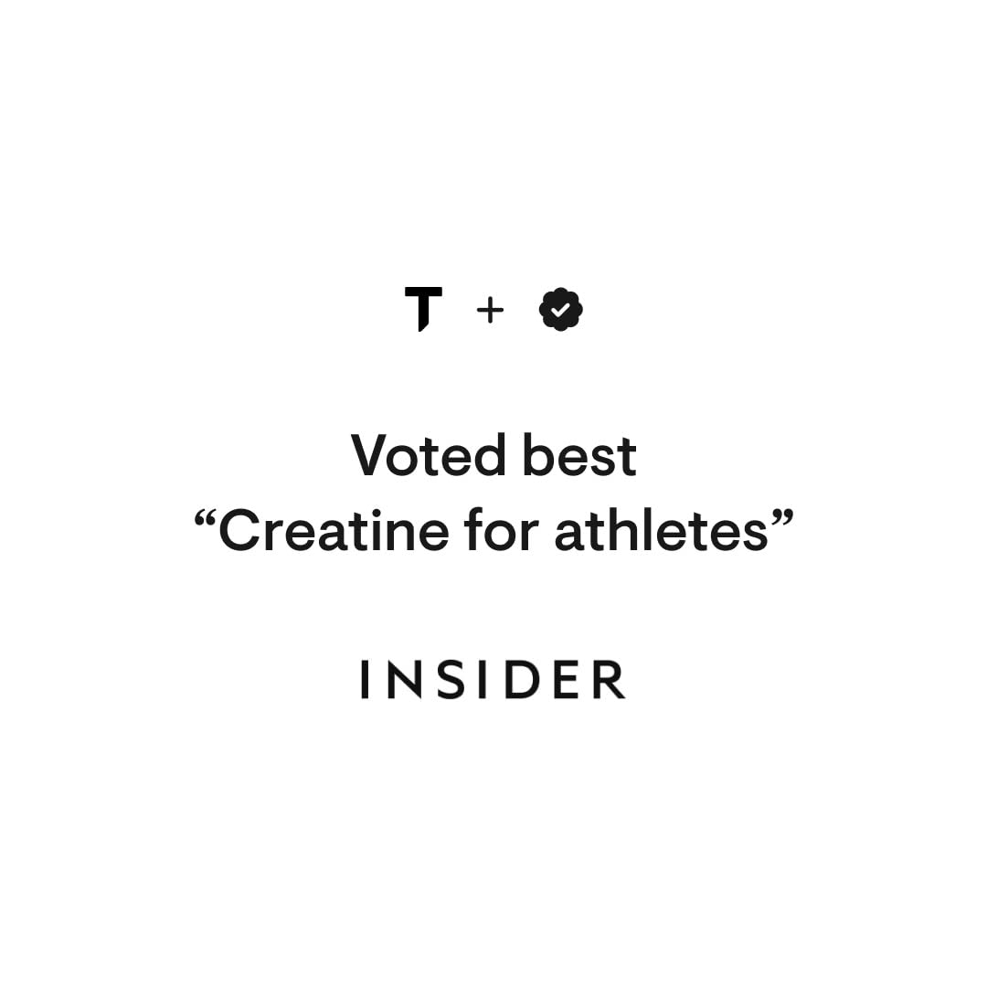 Logo and text about best creatine for athletes on a white background