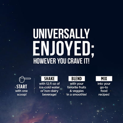 Text on a space-themed background with instructions for using a product.