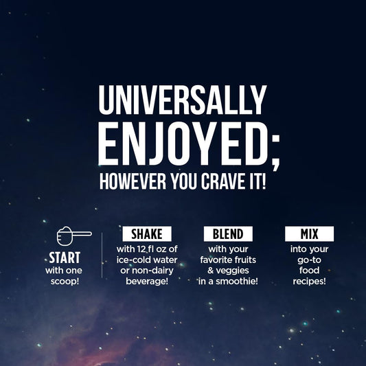 Text on a space-themed background with instructions for using a product.