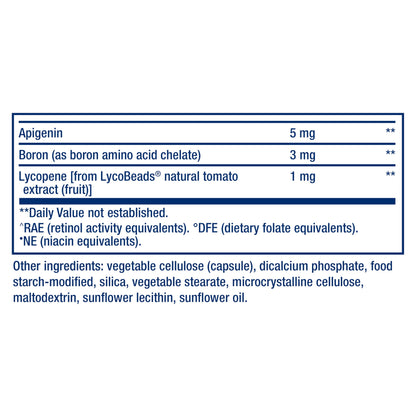 Nutritional label with vitamins and minerals on a white background