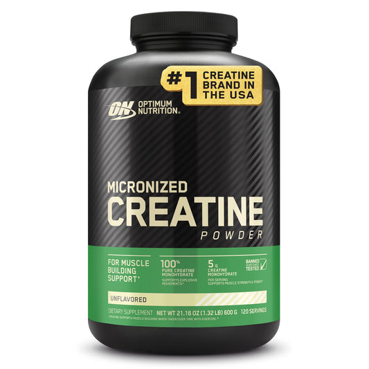 Optimum Nutrition Micronized Creatine Powder bottle on a white background