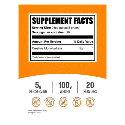 Supplement facts label with orange border on a white background