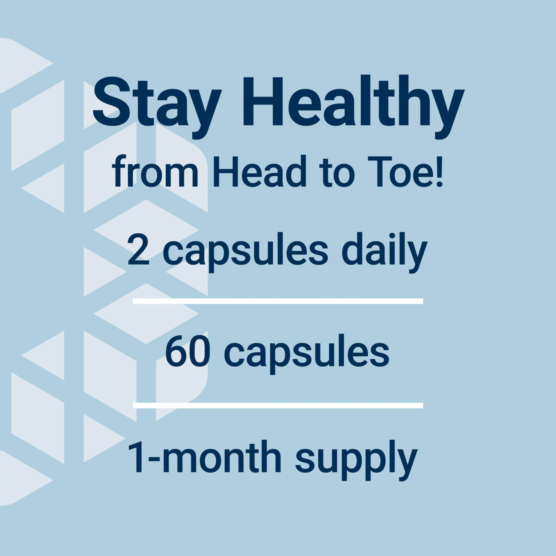 Health supplement advertisement with text on a blue background