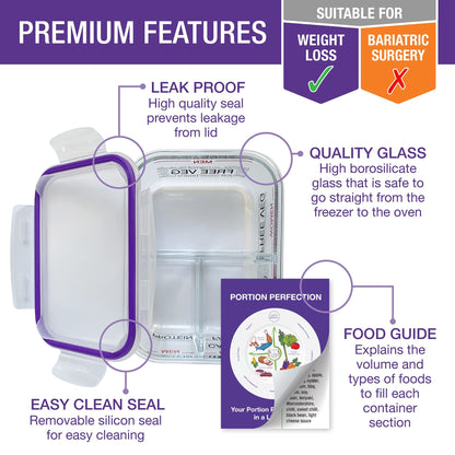 Product packaging with features highlighted on a white background
