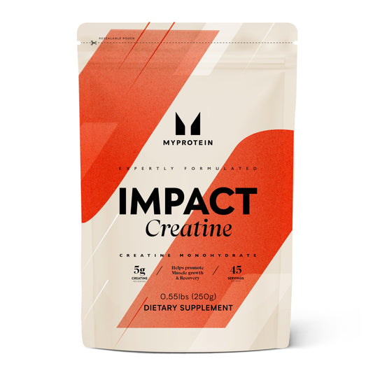 MyProtein Impact Creatine supplement package on a white background