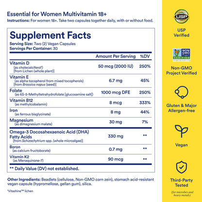 Multivitamin supplement label with detailed nutritional information and LSP logo on a yellow background