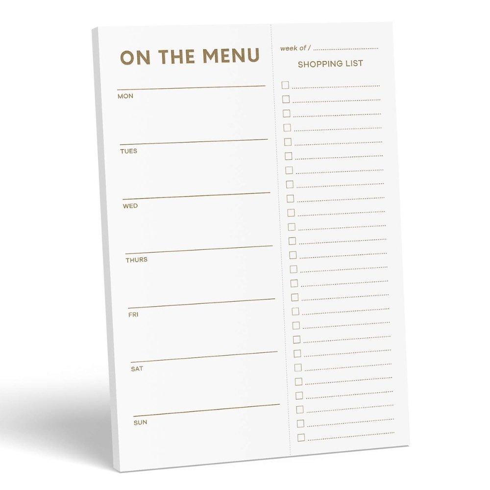 Sweetzer & Orange gold meal planner and grocery list magnetic notepad