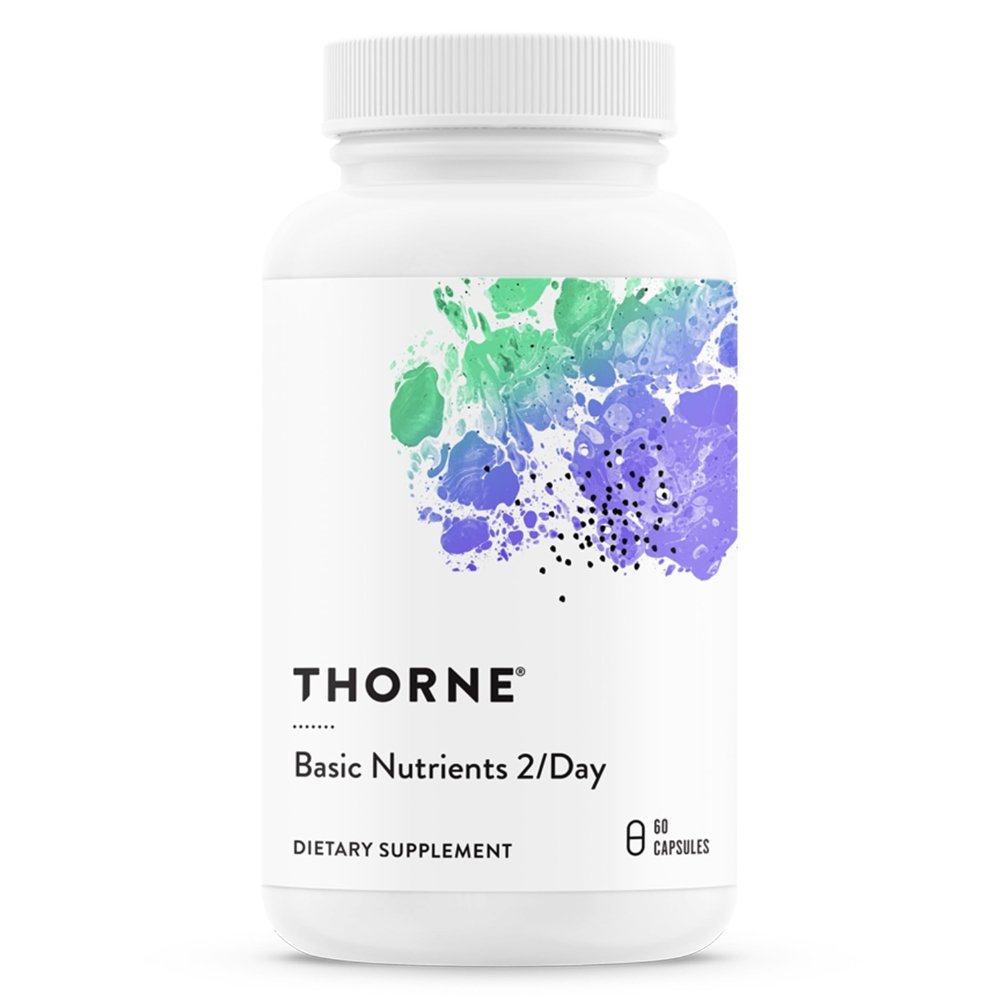 Thorne Basic Nutrients 2 per day multivitamin dietary supplement bottle