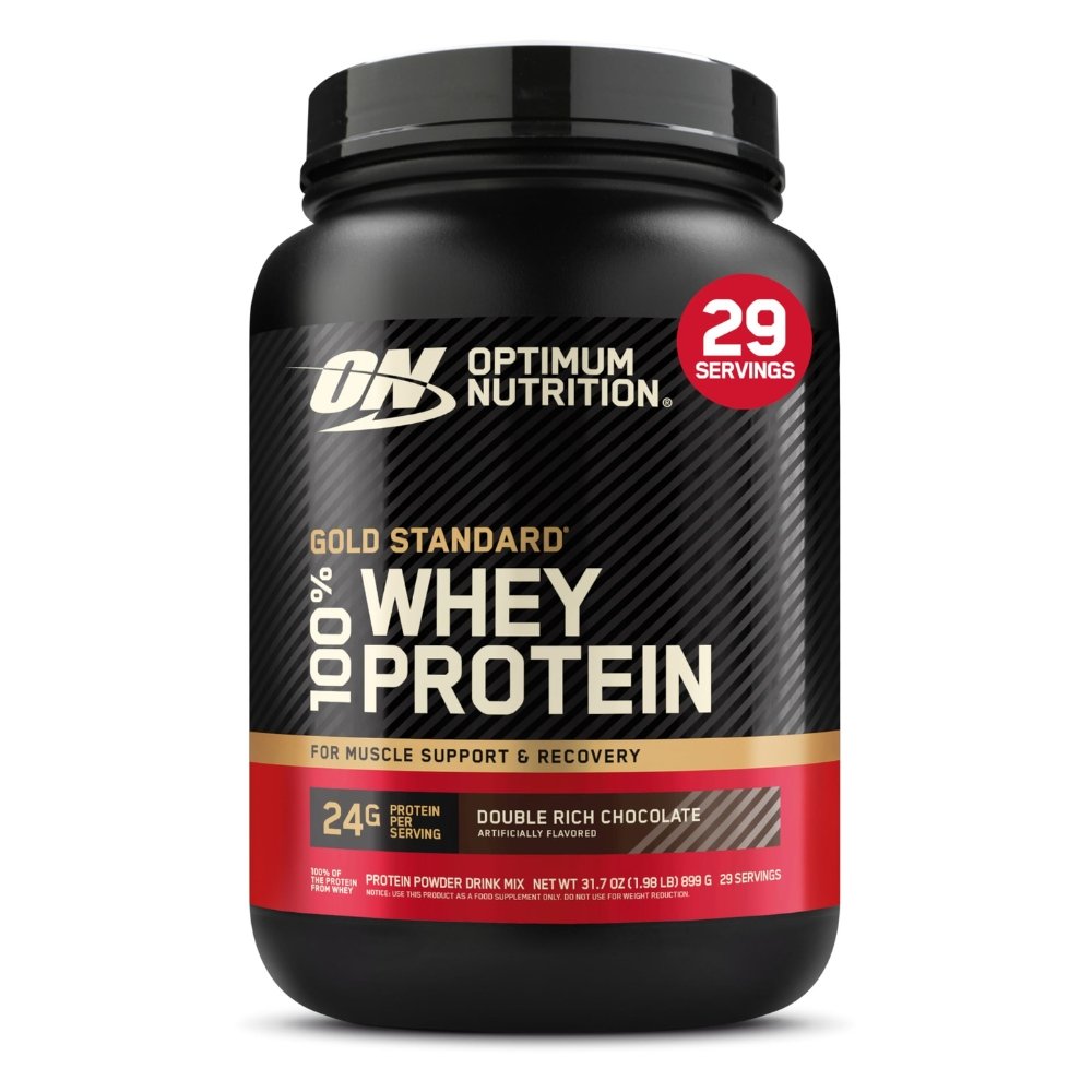Optimum Nutrition Gold Standard 100% Whey Protein powder double rich chocolate flavor